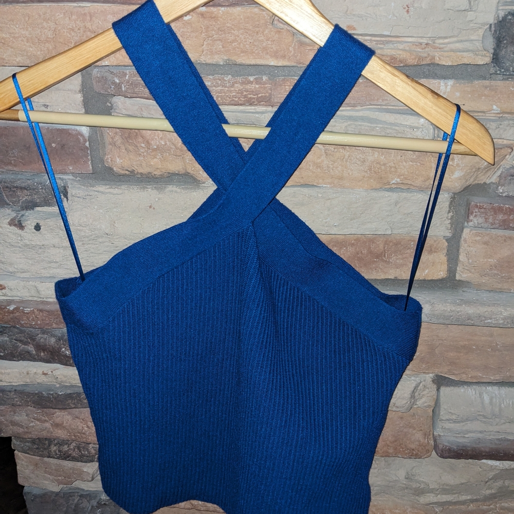 Express Royal Blue Cross-Back Tank Top